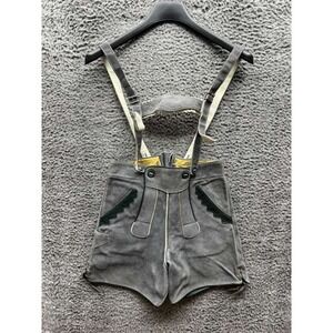 German Oktoberfest Original Suede Leather Lederhosen Grey Boys Size 38